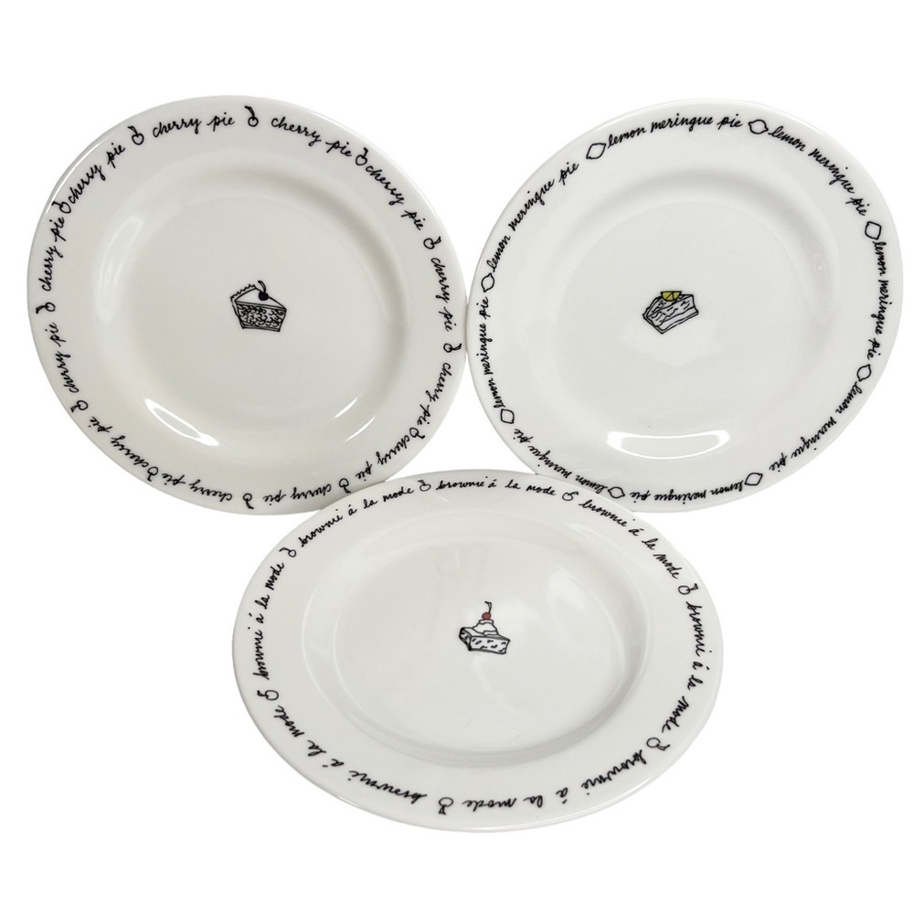 Pottery Barn Dessert Themed White 8 Inch Plates Lot of 3
